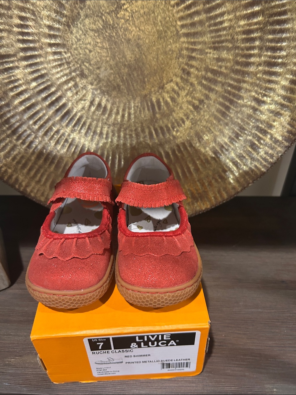 Livie & Luca Red Kids' Mary Jane Shoes with Ruffle Strap size 7 NWT & box